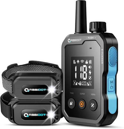 ABBIDOT Shock Collar - 4500ft Range Dog Training Collar with Remote, Super Mode, E-Clicker, Night Light, Safety Lock, Waterproof & Rechargeable E Collar for Small Medium Large Dogs (Black, 2 Collars)
