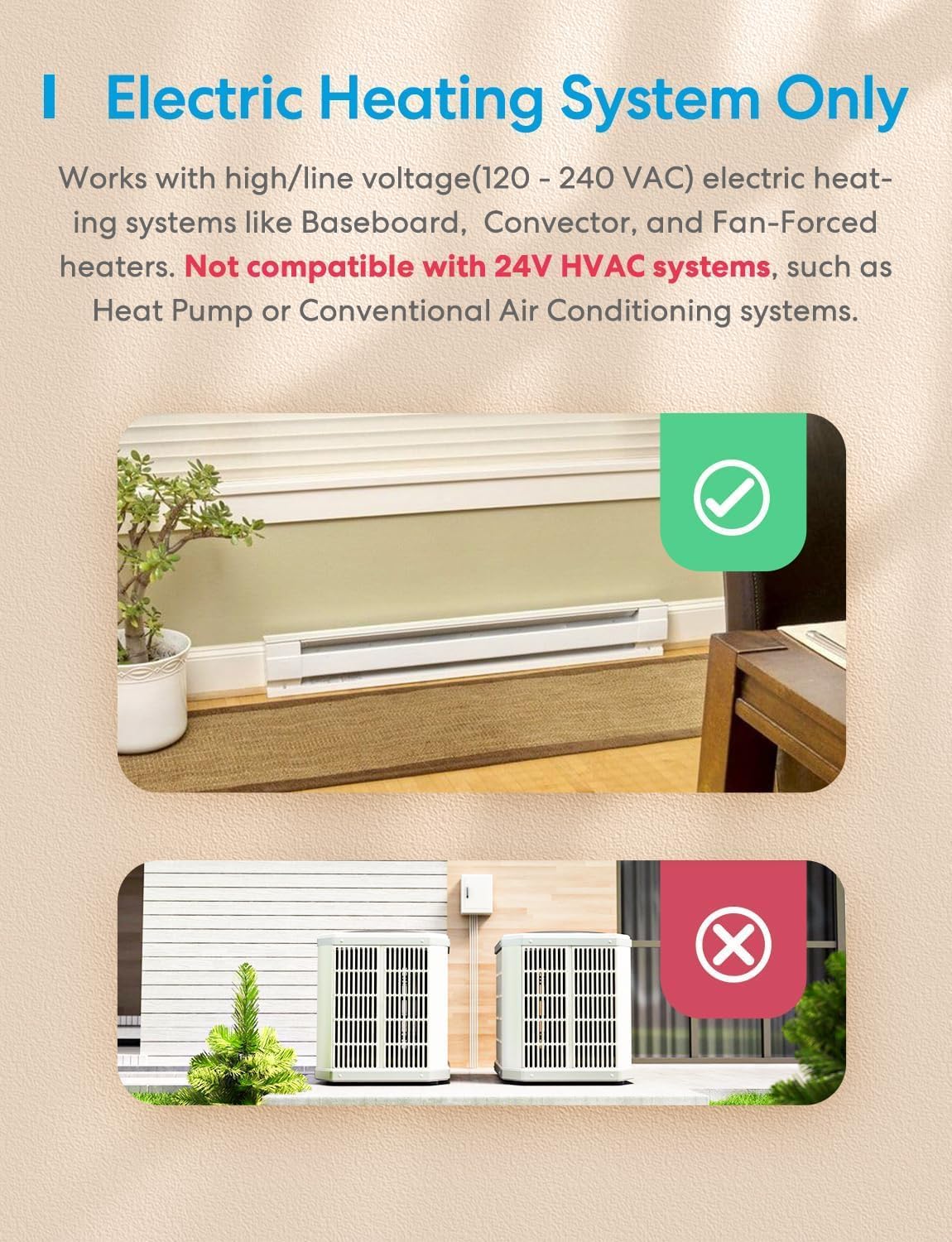 meross Smart Thermostat for Electric Baseboard, in-Wall Heaters 120V/240V, WiFi Digital Thermostat Works with Apple Home, Alexa, and Google Home, Voice Control, Hot Wire Required