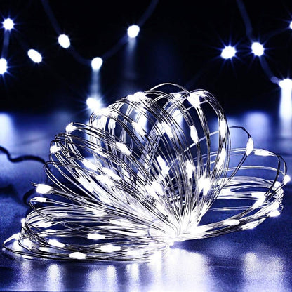 Solar String Lights, 2 Pack Total 110Ft 300 LED Solar Fairy Lights, 8 Modes Waterproof Copper Wire Solar Powered Outdoor Lights for Patio Tree Garden Yard Weeding Party Outdoor Decorations (White)