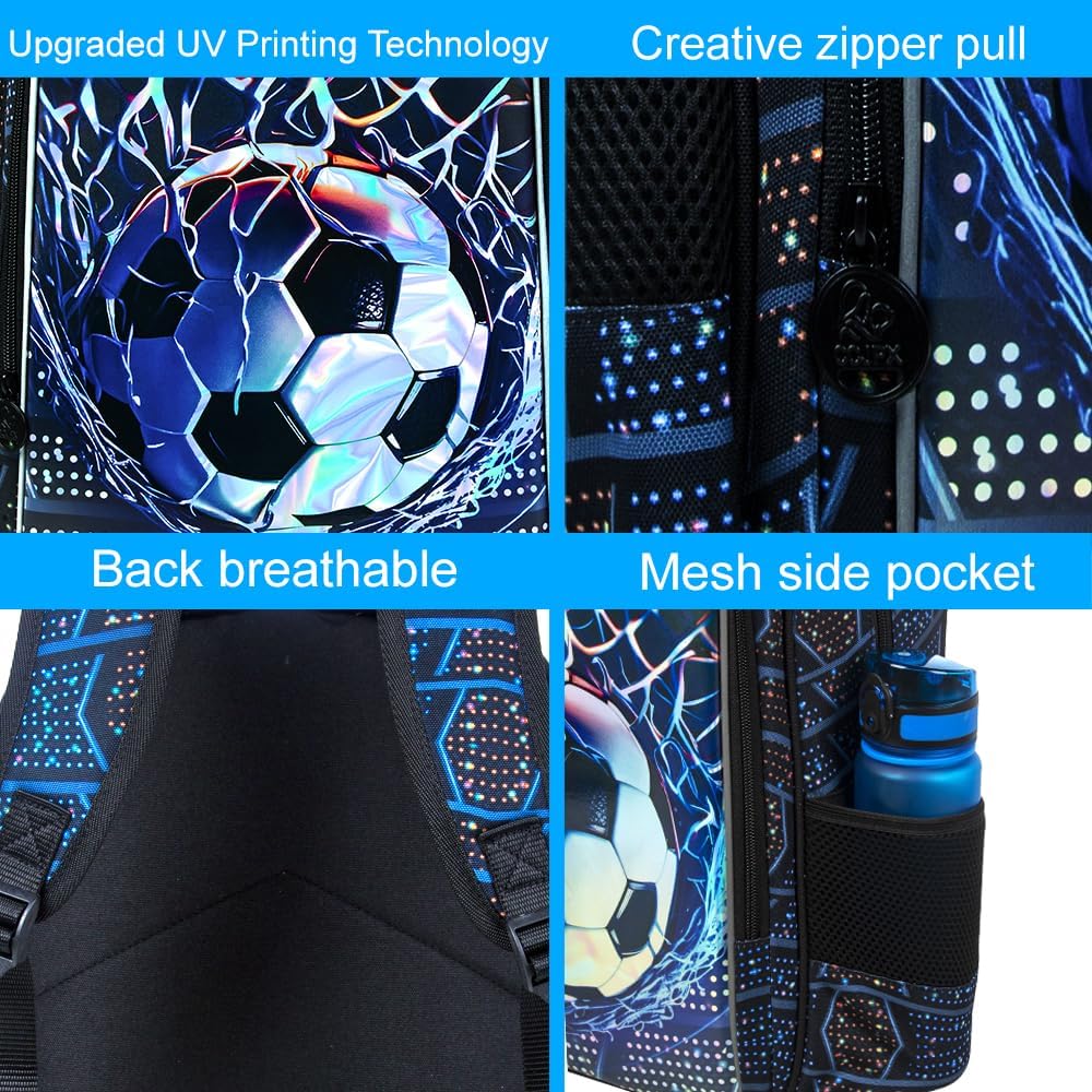 3pcs Backpack for Boys and Girls, 16” Kids Kindergarten Bookbag with Lunch Box, Cute Elementary Backpacks for Boy Girl