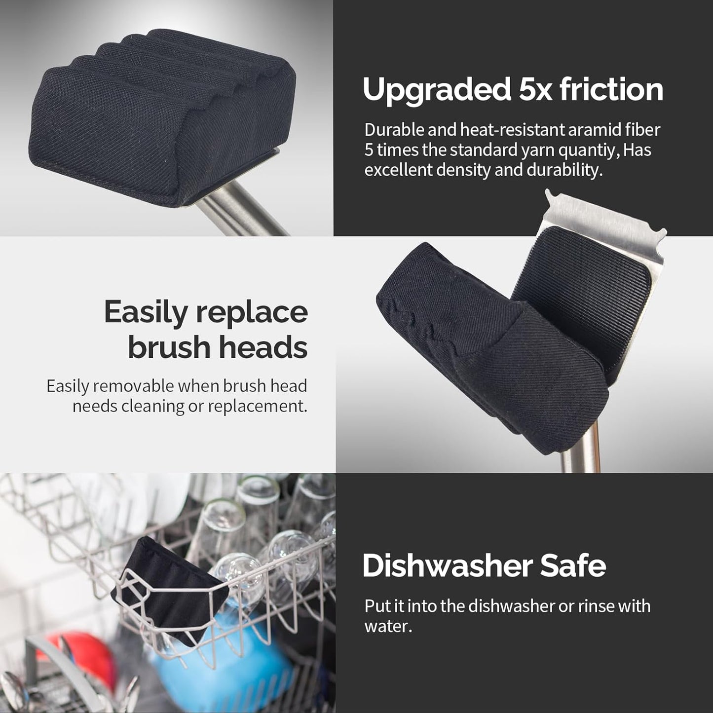 XUDAKAIXIN Grill Brush Bristle Free,Aramid Fiber Wavy Pad Seamless-Fit Cast Iron/Stainless-Steel Grates,BBQ Replaceable Scraper Cleaning Head,Safe Grill Cleaner for Outdoor Grill,Gifts for Men/Dad
