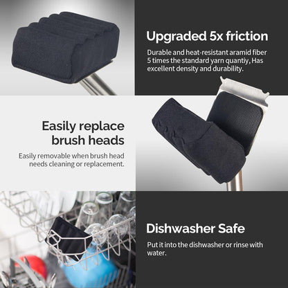 XUDAKAIXIN Grill Brush Bristle Free,Aramid Fiber Wavy Pad Seamless-Fit Cast Iron/Stainless-Steel Grates,BBQ Replaceable Scraper Cleaning Head,Safe Grill Cleaner for Outdoor Grill,Gifts for Men/Dad