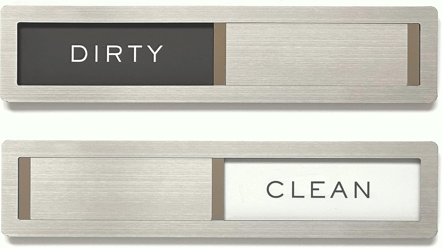Stainless Steel Clean/Dirty Dishwasher Magnet Sign with Strong Non-Scratch Magnets and Adhesive Tape, 7 x 1.5 Inches - PuriLite