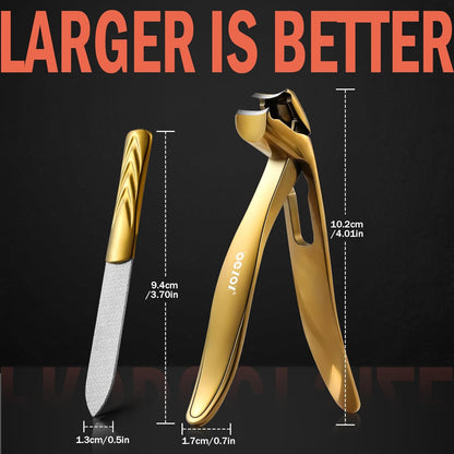 BEZOX Angled Head Nail Clippers for Seniors - Ergonomic Toenail Clipper for Thick Nails, Premium Steel Nail Cutter Trimmer with Catcher for Men and Women - Black