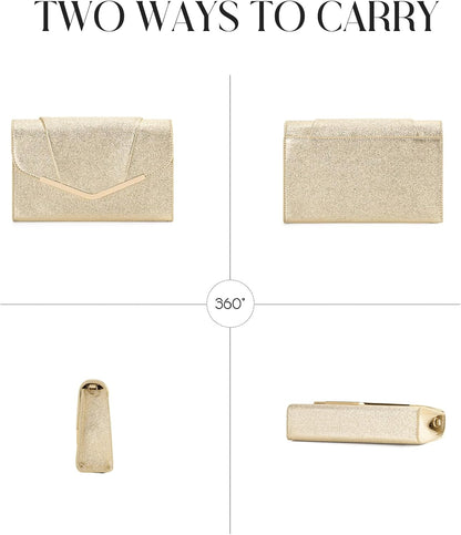 Vaschy Clutch Purse for Women,Fashion Envelope Evening Small Formal Handbag Fold-over Crossbody Shoulder Bag Wedding,Party