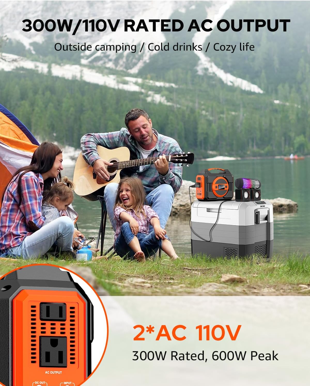 300W Rated Solar Power Generator, Portable Solar Power Station with 40W Solar Panels Included, 220Wh Solar Power Bank with 110V AC Output Pure Sine Wave