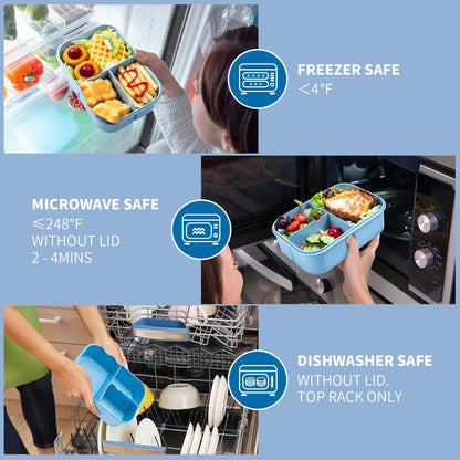 MISS BIG® Bento Box,Lunch Box Adult,Ideal Leak Proof Lunch Containers,Mom's Choice Lunch Box for Kids,No BPAs and No Chemical Dyes,Microwave and Dishwasher Safe Lunch Container (1900ml White)