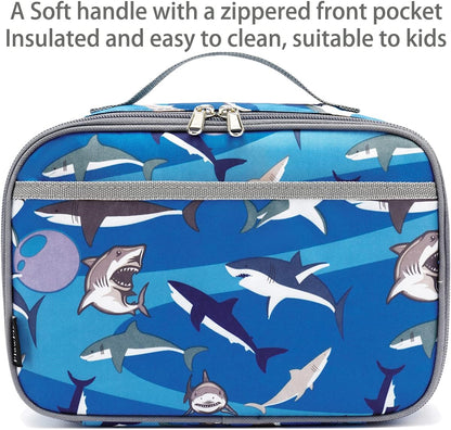 FlowFly Kids Lunch Box Insulated Soft Bag Mini Cooler Back to School Thermal Meal Tote Kit for Girls, Boys, Black