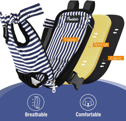 Pawaboo Pet Carrier Backpack, Adjustable Pet Front Cat Dog Carrier Backpack Travel Bag, Legs Out, Easy-Fit for Traveling Hiking Camping for Small Medium Dogs Cats Puppies, Medium, Black