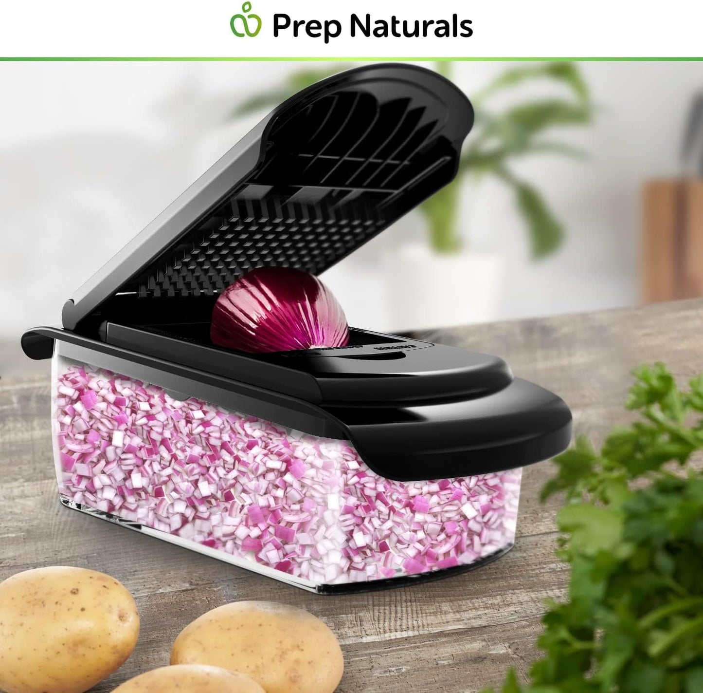 Vegetable Chopper with Container - 2-in-1 Black - Stainless Steel Veggie Chopper Onion Chopper Vegetable Cutter Food Chopper Onion Dicer - Kitchen Tools and Gadgets