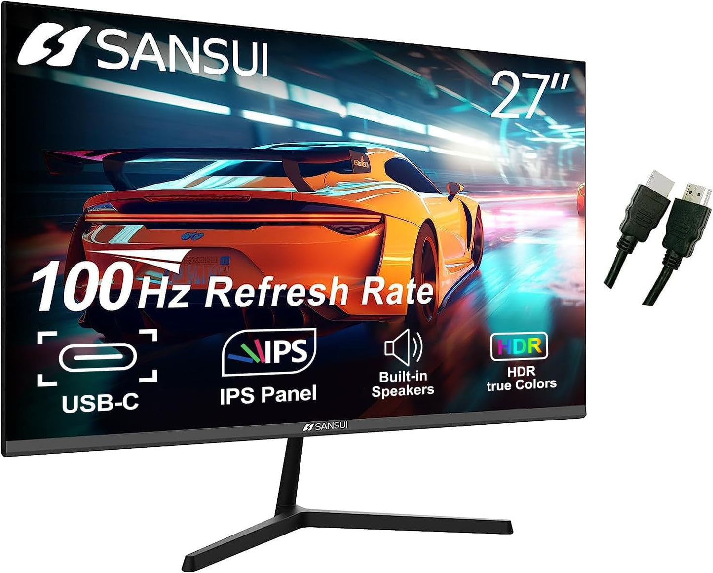 SANSUI 32 Inch Curved 240Hz Gaming Monitor with Speakers, High Refresh Rate FHD 1080P Gaming PC Monitor Curved 1500R, 1ms(MPRT), HDR, HDMI DP, Metal Stand, VESA Compatible (ES-G32C3F DP Cable Incl.)