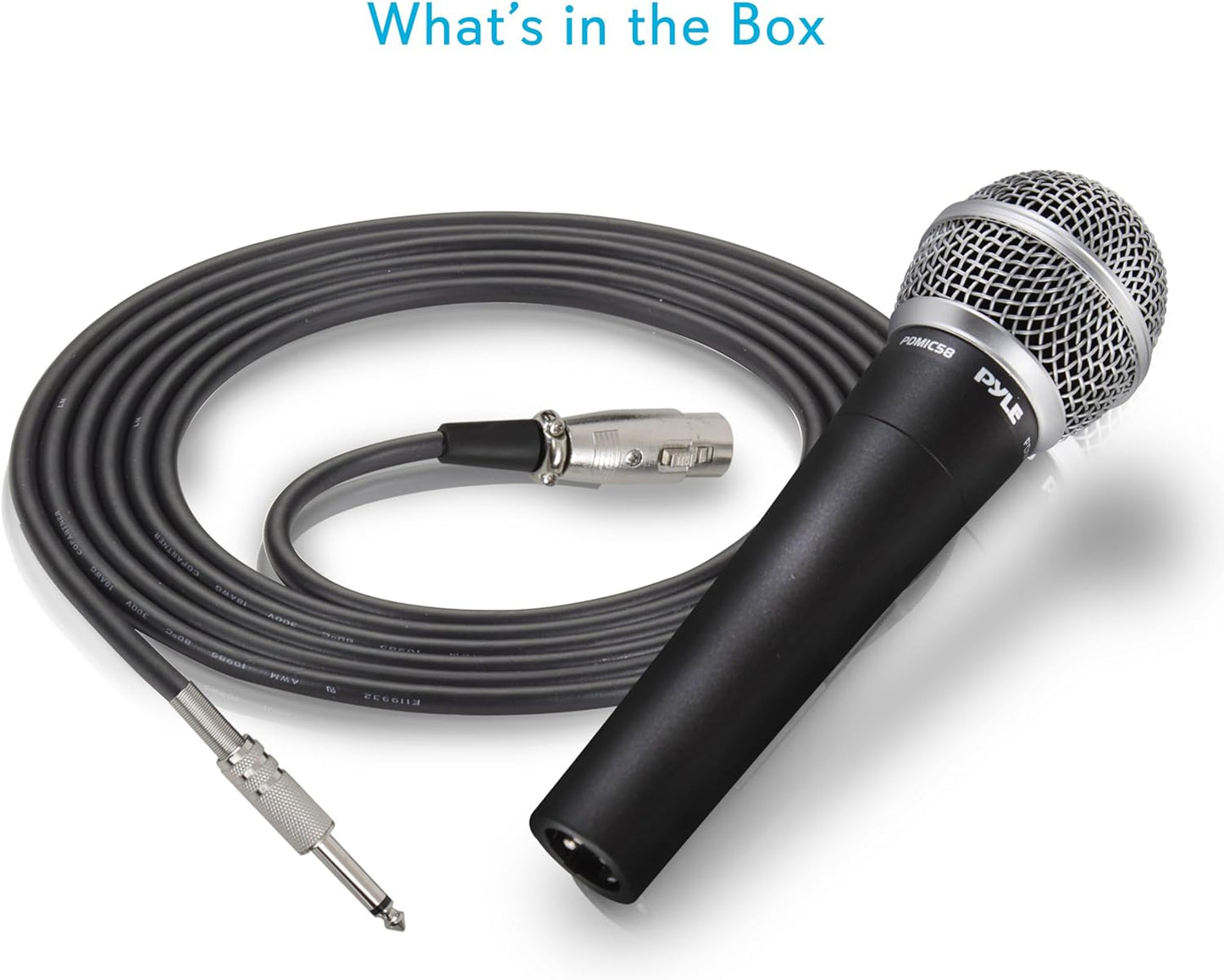 Pyle Professional Dynamic Vocal Microphone - Moving Coil Dynamic Cardioid Unidirectional Handheld Microphone with ON/OFF Switch Includes 15ft XLR Audio Cable to 1/4'' Audio Connection - PDMIC59