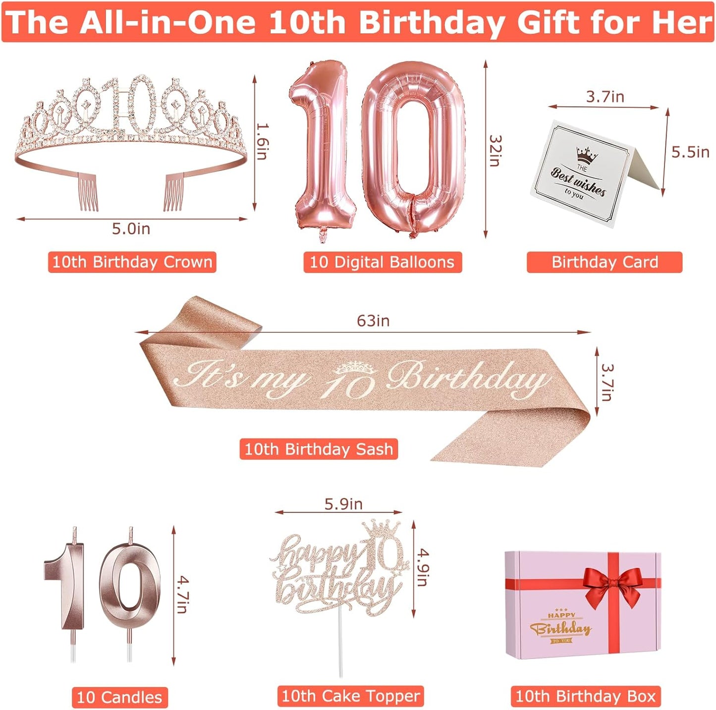65th Birthday Decorations for Women, Including 65th Birthday Sash and Crown, Cake Topper and Candles, Number Balloons Rose Gold, 65 Year Old Gifts for Women