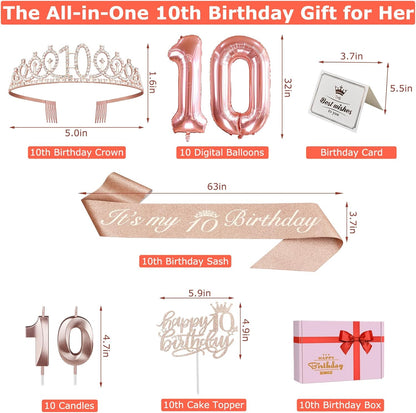 65th Birthday Decorations for Women, Including 65th Birthday Sash and Crown, Cake Topper and Candles, Number Balloons Rose Gold, 65 Year Old Gifts for Women