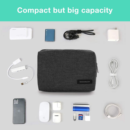 BAGSMART Electronic Organizer, Travel Cable Organizer Double Layer Electronics Accessories Cases Portable for Tablet 7.9", USB Drive, Cords, Black