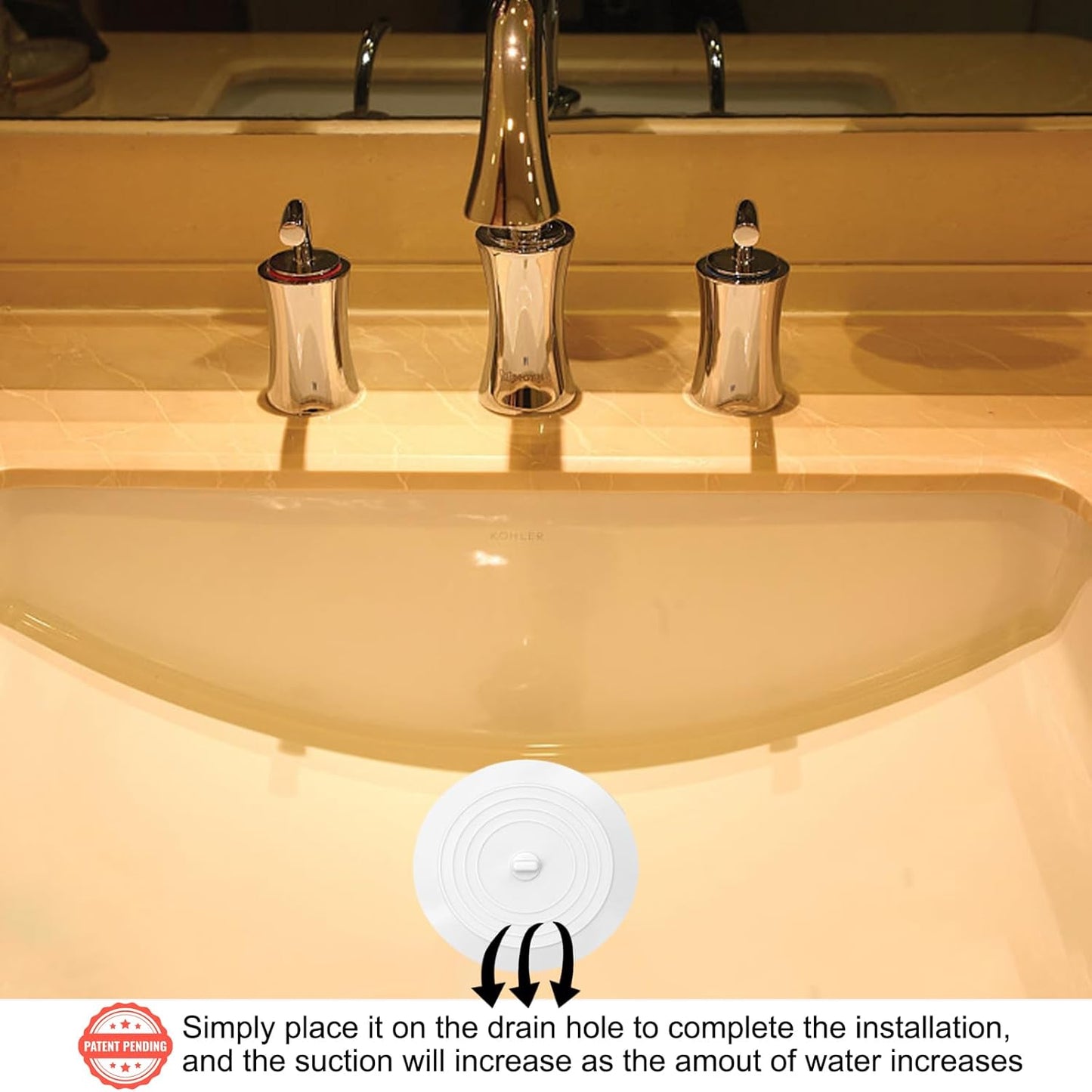 V-TOP Tub Stopper 2 Pack, 6 inches Large Silicone Drain Plug Hair Stopper Flat Suction Cover for Kitchen Bathroom Accessories and Laundry