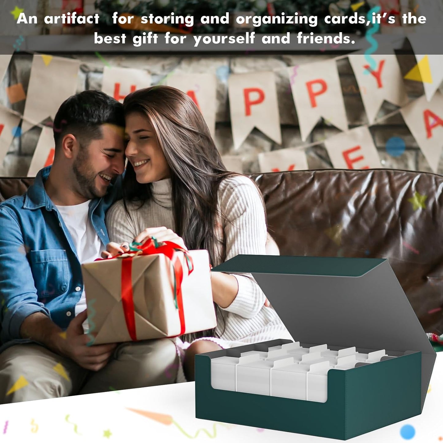 ZLCA Card Storage Box for MTG PTCG, Commander Deck Box Holds 3000+ Cards, Card Storage Case with 4 Stoppers, Card Organizer for TCG Sport Cards (Black)