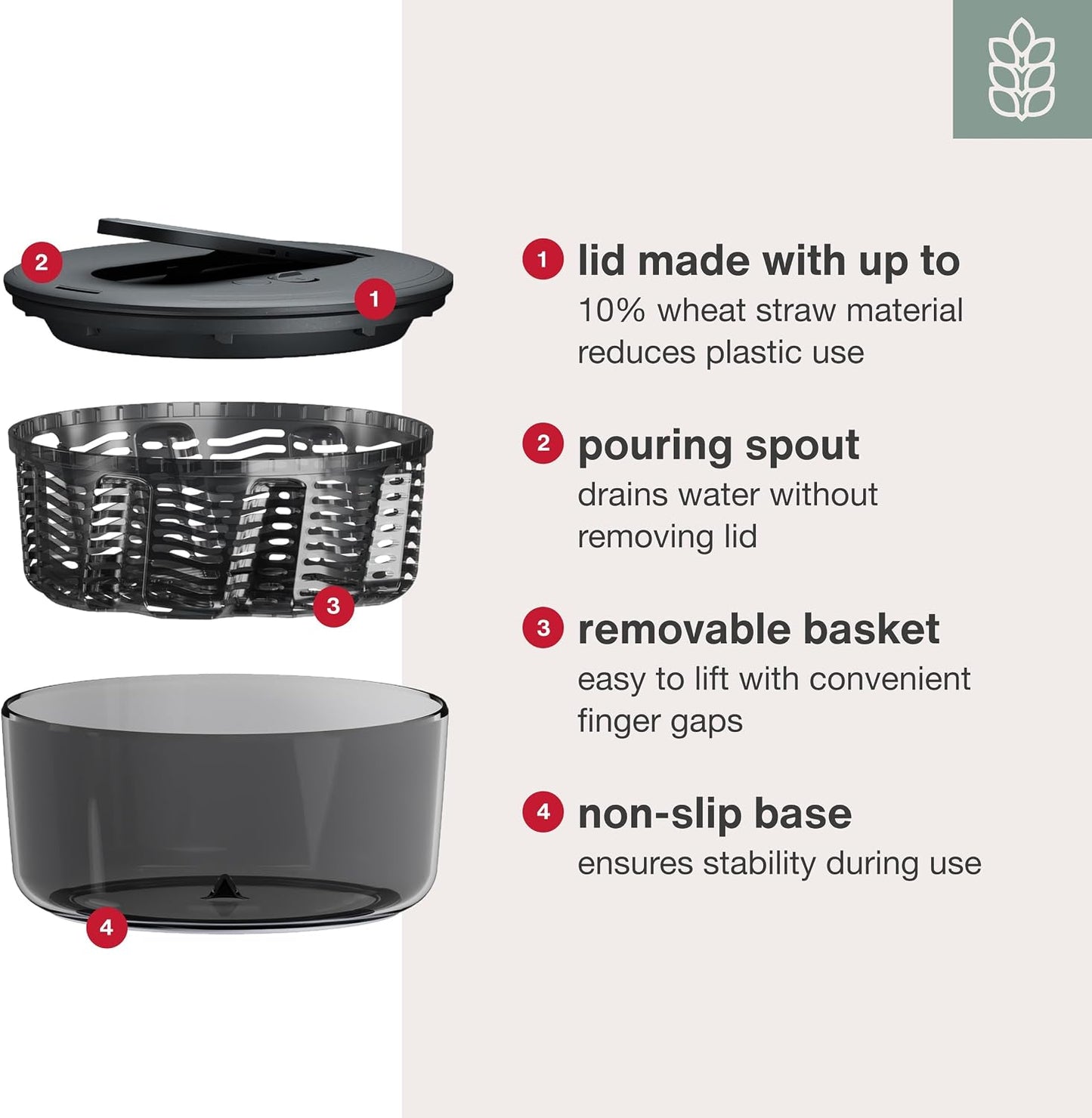 Zyliss Swift Dry Salad Spinner - Fruit Cleaner & Lettuce Spinner with Push Pump - Non-Slip Bowl - Dishwasher Safe - Small