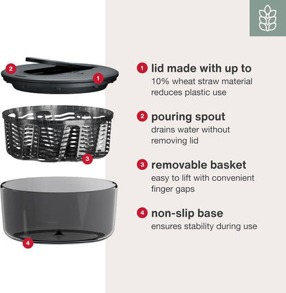 Zyliss Swift Dry Salad Spinner - Fruit Cleaner & Lettuce Spinner with Push Pump - Non-Slip Bowl - Dishwasher Safe - Small
