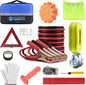 PACETAP Car Roadside Emergency Kit, Essential Auto Safety Road Side Assistance Tool Kit with LED Road Flare, Jumper Cables, Towing Rope, Triangle and More Winter Vehicle Accessories