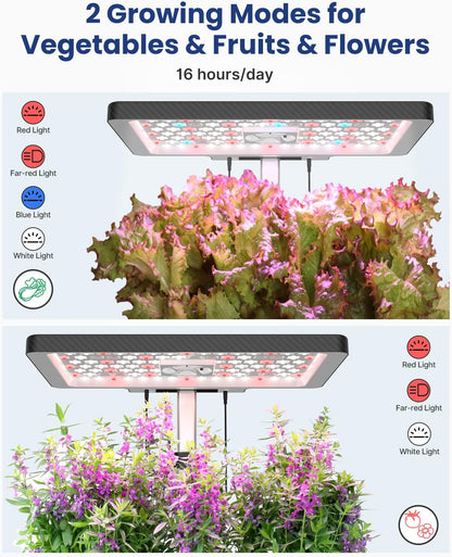 iDOO Hydroponics Growing System Kit 12Pods, Christmas Gifts for Women Men, Herb Garden Indoor with LED Grow Light for Home, Built-in Fan, Auto-Timer, Adjustable Height Up to 11.3", 12Pods WiFi-Black