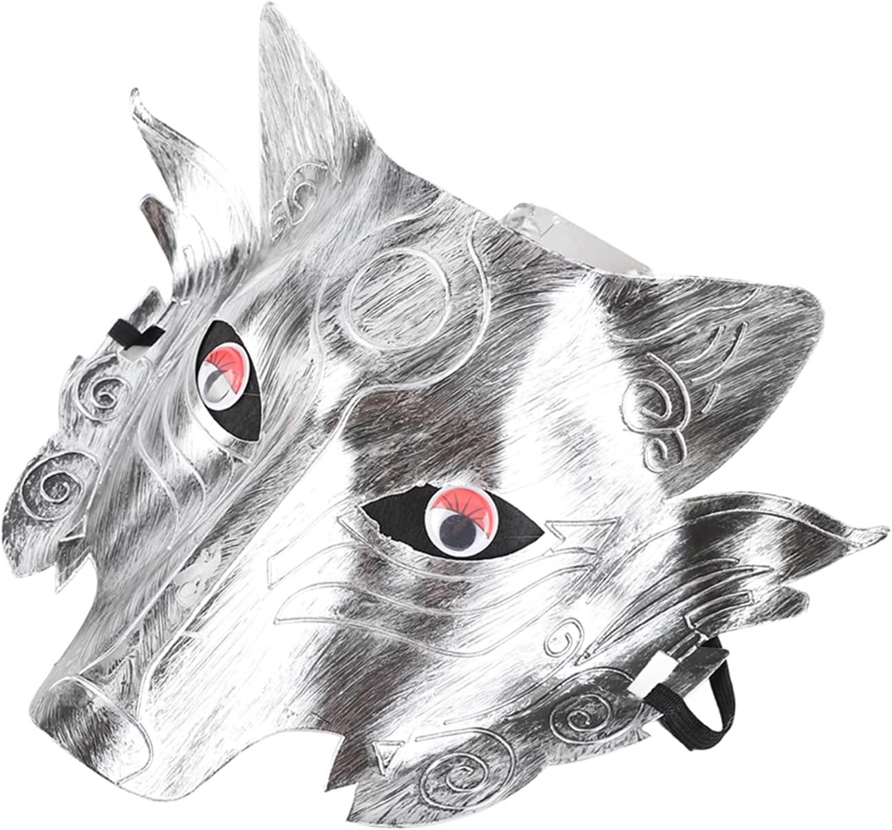 Aoaoy Wolf Head Mask, Halloween Cosplay Mask Realistic Eyes Full Face Masks with Elastic Band for Halloween Party (silver)