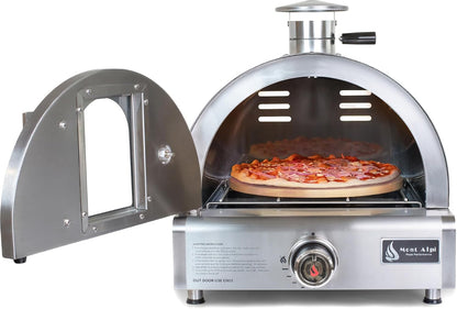 Mont Alpi MAPZ-SS 12000 BTU Multi-Fuel Countertop Table Top Stainless Steel Portable Outdoor Cooking Kitchen Backyard Propane Gas Pizza Making Baking Oven Roasting Grill - Pizza Stone Included
