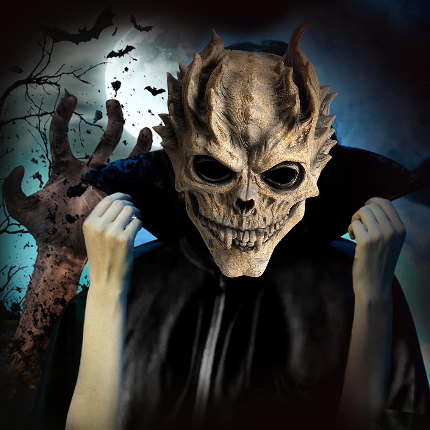 Puppyhao Scary Skull Masks Halloween Skeleton Mask Horror Ghost Face Creepy Demon Halloween Costume Cosplay Props for Adults