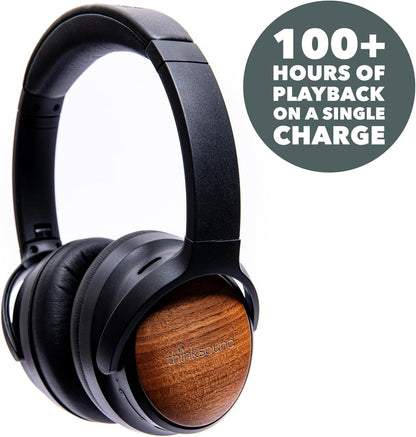 Thinksound ov202w Over Ear Noise Cancelling Headphones, 100+ Hours of Listening ANC Hybrid Active Noise canceling Battery Best HiFi Headset for Studio Monitor, Beats, Musicians, Gym, Guitar, bass