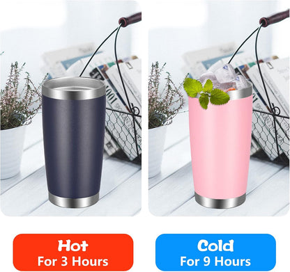 VEGOND 20oz Tumbler with Lid and Straw Stainless Steel Tumbler Cup Bulk Vacuum Insulated Double Wall Travel Coffee Mug Powder Coated Coffee Cup (Bluish Violet 6 Pack)