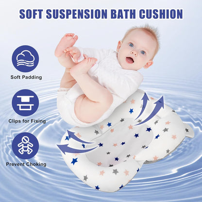 Baby Bathtub, Newborns Bath Essentials, Portable Bath tub For Infant 0-24 Months，Baby Shower Gifts With Soft Cushion,Temperature Sensor and Tray