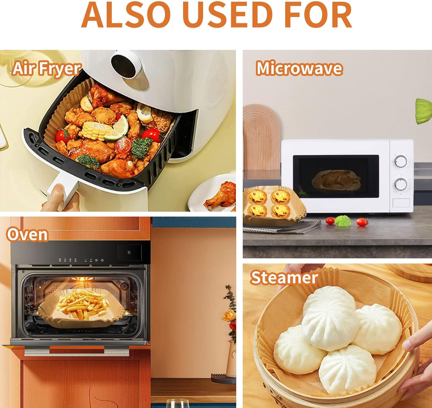 GOFFUGT Air Fryer Disposable Paper Liner,100PCS Round Airfryer Paper Liners,9" Natural Parchment Paper for Air Fryer Oil-Proof Water-Proof,Food Grade Parchment for AirFryer,Steamer,Microwave Etc