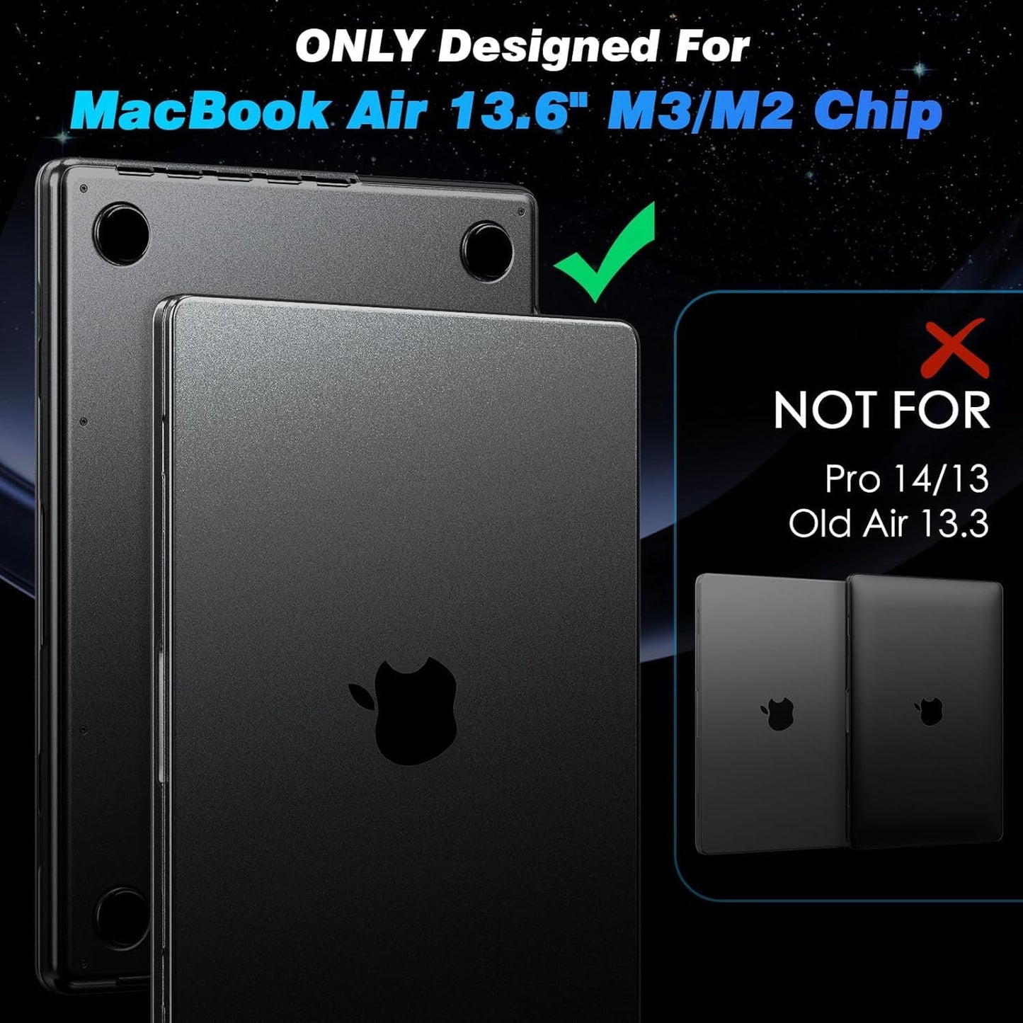 EooCoo Case Compatible with MacBook Air 13 inch M4 M3 M2 2025-2022 A3240 A3113 A2681, 13.6" Hard Case Cover & TPU Keyboard Skin & Screen Protector for Laptop Air 13.6 inch - Crystal Clear