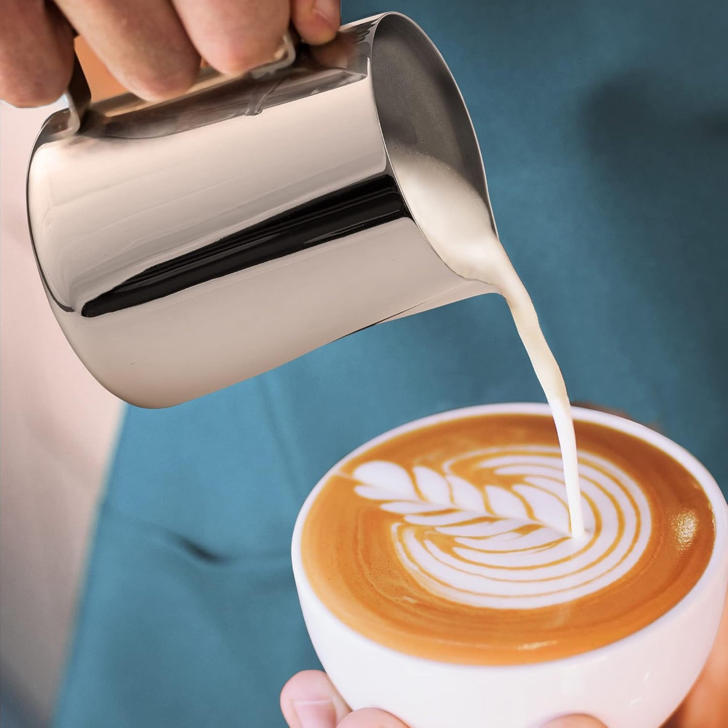 Zulay Milk Frother Complete Set Coffee Gift, Handheld Foam Maker for Lattes - Whisk Drink Mixer for Coffee, Mini Blender for Cappuccino, Frappe - Includes Frother, Stencils & Frothing Cup (Black)
