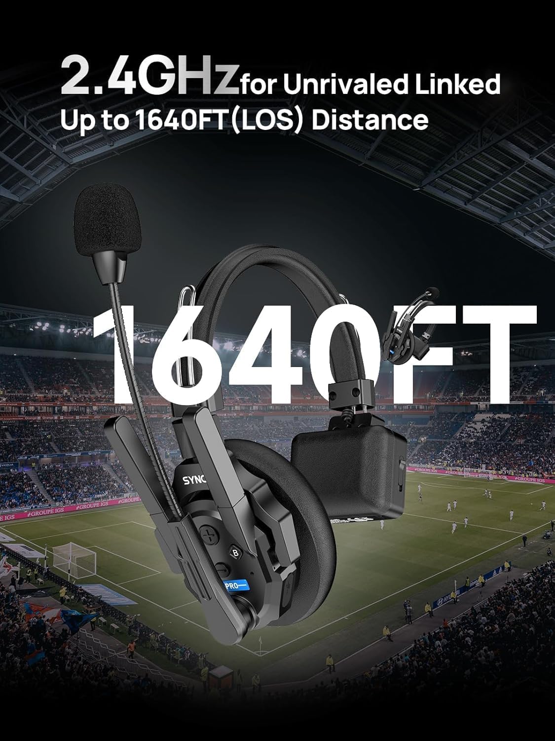 SYNCO XTALK XPRO2 Wireless Intercom Headset System, 2 Person 2.4GHz Wireless Communication Headset Full Duplex 500m/1640ft 24H with Noise Reduction 3.5mm Monitoring for Film Production Teamwork