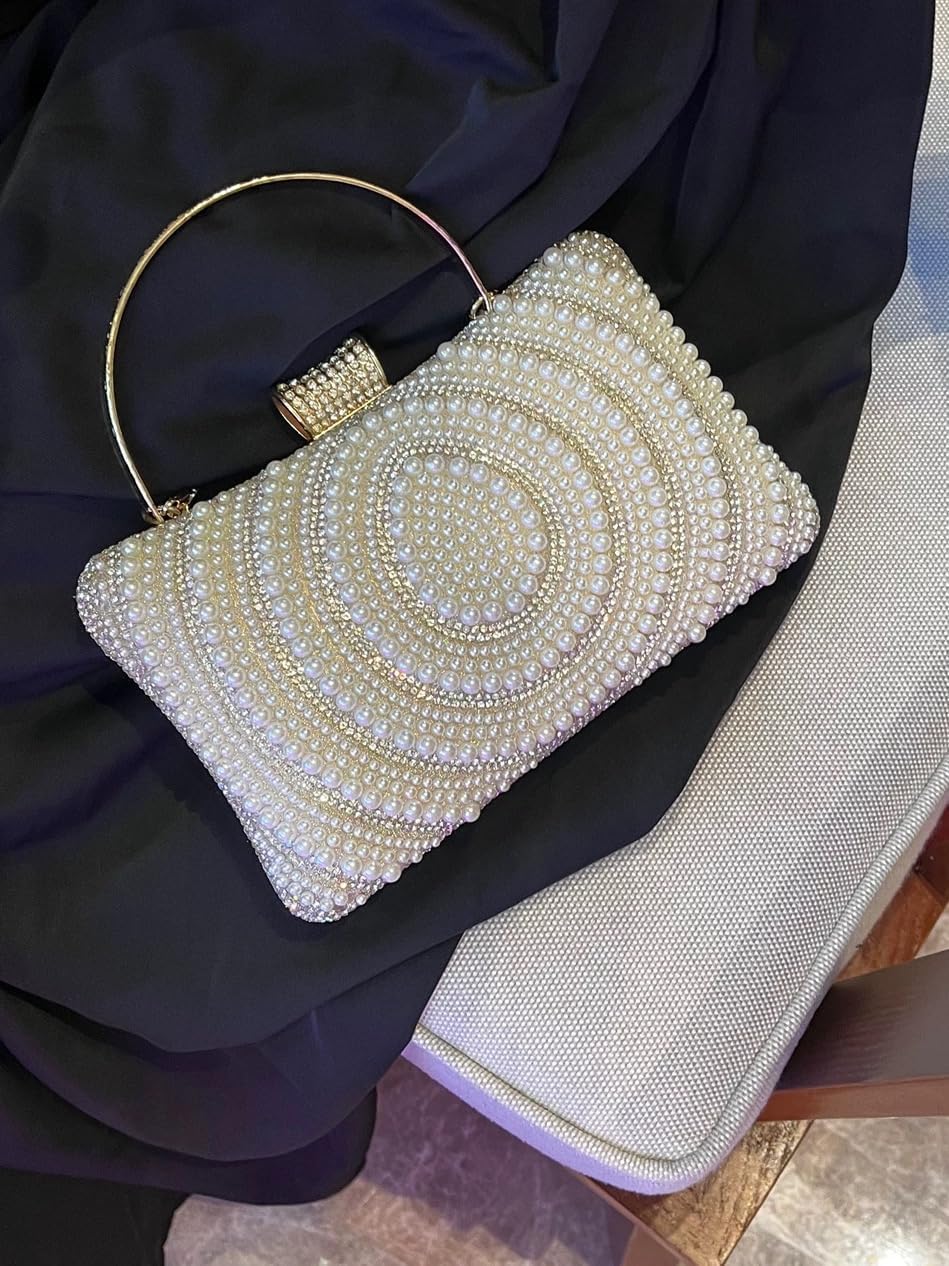 Women's Evening Handbags Pearl Clutch Purse Beaded bag Bridal Clutch wedding Purse