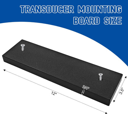 Transducer Mounting Board, Boat Transom Mounting Plate for Fish Finders & Transducers, 12" X 3.5" X 3/4", Transducer Mount Block Hardware Kit, Universal, Marine-Grade, Black, 1 Pack