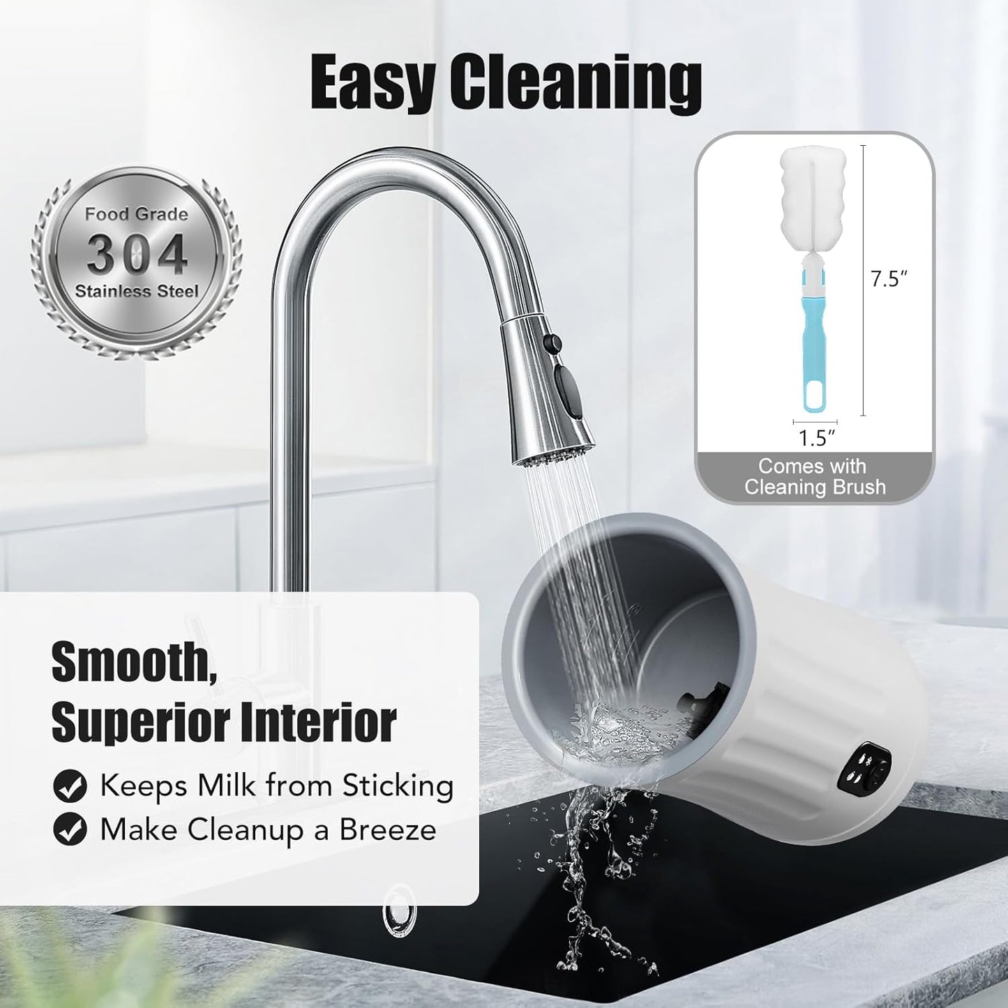 Milk Frother, Ovetedot 4-in-1 Milk Steamer and Frother Upgraded, Automatic Hot and Cold Foam Maker and Milk Frother Electric, Coffee Frother for Latte, Cappuccino, Macchiato(White)