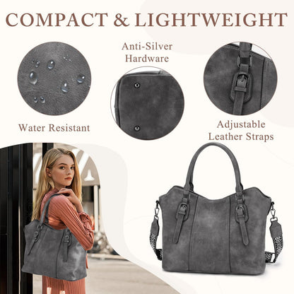 Hobo Bags for Women,VASCHY Vegan Leather Handbag Purse Top Handle Satchel Boho Shoulder Bag with Crossbody Guitar Strap