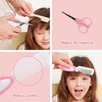 Baby Grooming Kit - 19 in 1 Nursery Essentials Baby Registry Shower Gift for Newborns, Infants, Toddlers, Boys, Girls Kids-Safety Baby Comb, Brush, Finger Toothbrush, Nail Clippers, Scissors(Green)