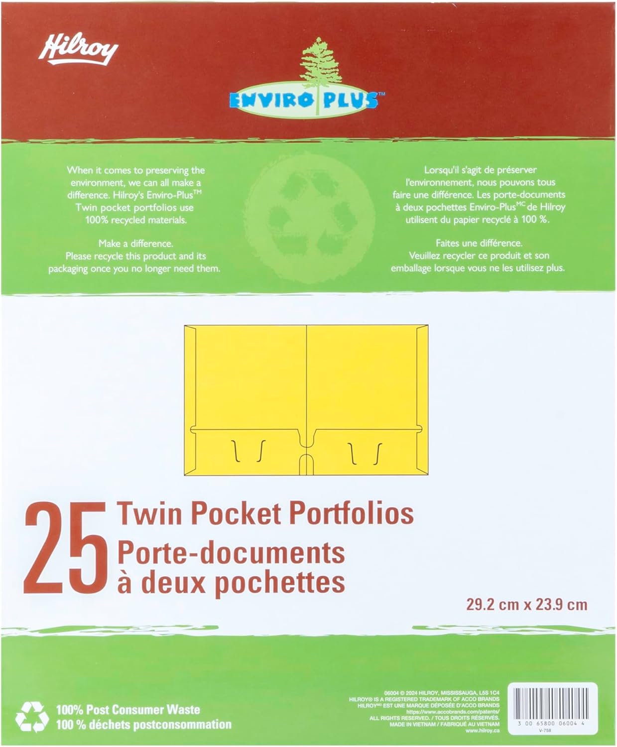 Hilroy Twin Pocket Portfolios, 9.5" x 11.75", 4-Pack, Assorted Colours (06042)