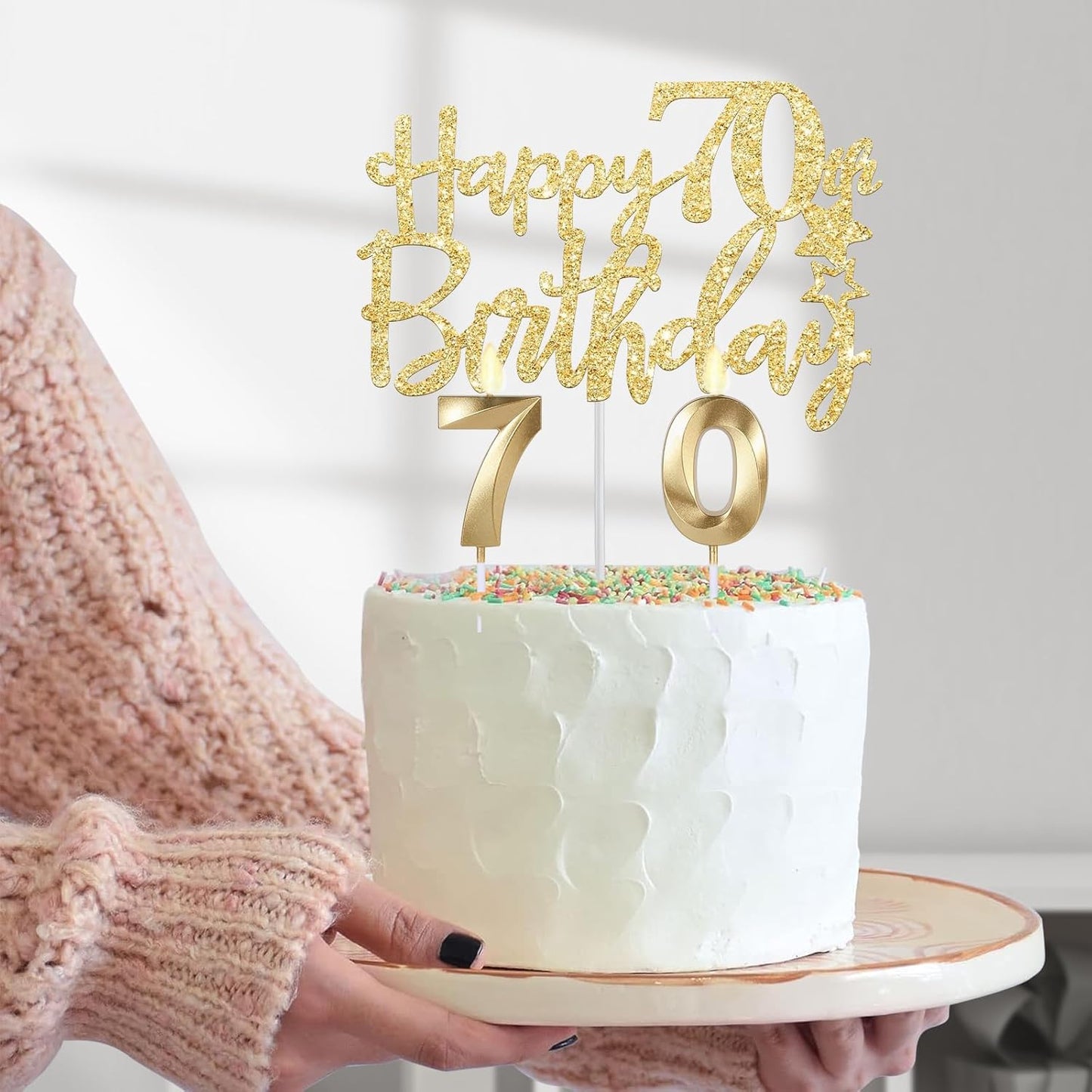 65th Birthday Decorations for Women, Including 65th Birthday Sash and Crown, Cake Topper and Candles, Number Balloons Rose Gold, 65 Year Old Gifts for Women