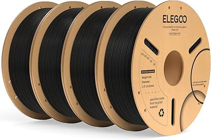 ELEGOO PLA+ Filament 1.75mm Black 4KG, PLA Plus 3D Printer Filament, Dimensional Accuracy +/- 0.02 mm, Tough & High Strength, Fit for Most FDM Printers(1KG/Spool, 2.2 lbs)