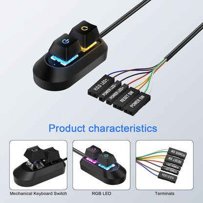 SinLoon External Power Button Desktop Power Switch PC Power Switch Multifunctional Power Button for Easy Start and Reset 2M