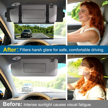 Sun Visor Extender for Car with 2 Side Sunshade, Polarized Car Visor Extender Sun Blocker, UV400 Visor Extender Attachment with PC Lens, Anti-Glare for Safe Driving