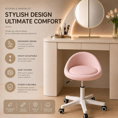 Rolling Stool with Backrest, Adjustable Swivel Stool with Wheels