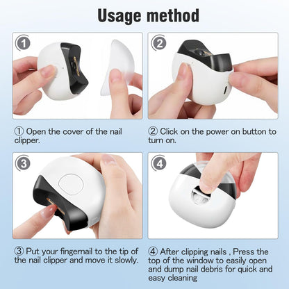 Yibosoar Electric Automatic Nail Clipper with Nail File & 2 Speeds, Fingernail Cutter and Nail Scraps Storage, USB Rechargeable Safety Fingernail Trimmer for Baby Seniors and Adult, White