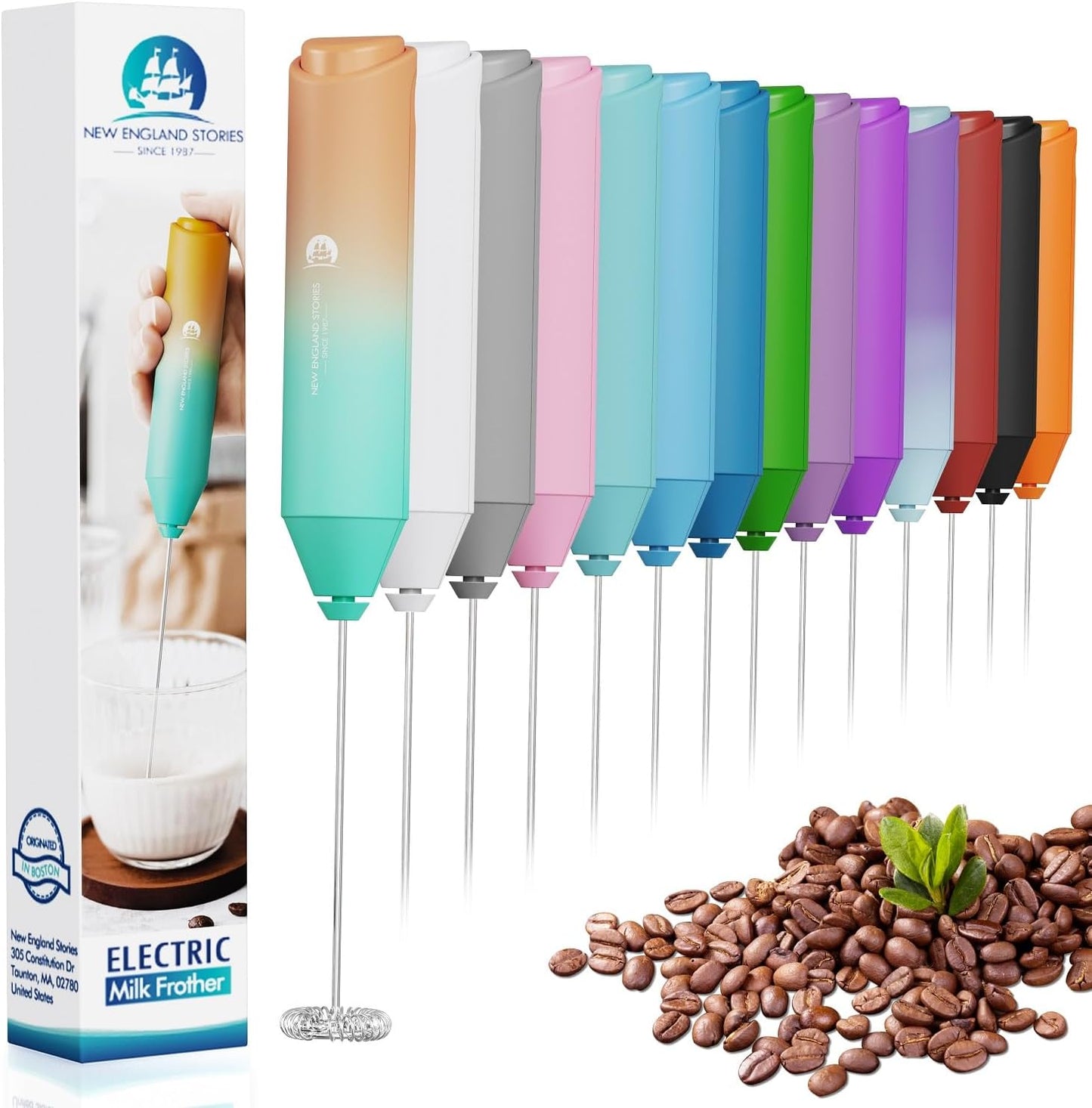 Powerful Milk Frother Handheld Foam Maker, Mini Whisk Drink Mixer for Coffee, Cappuccino, Latte, Matcha, Hot Chocolate, With Stand, Black
