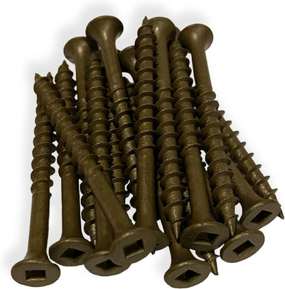 #8 x 3" Deck Screws | Square Drive | Bugle Head | Brown Ruspert | 100pcs Box