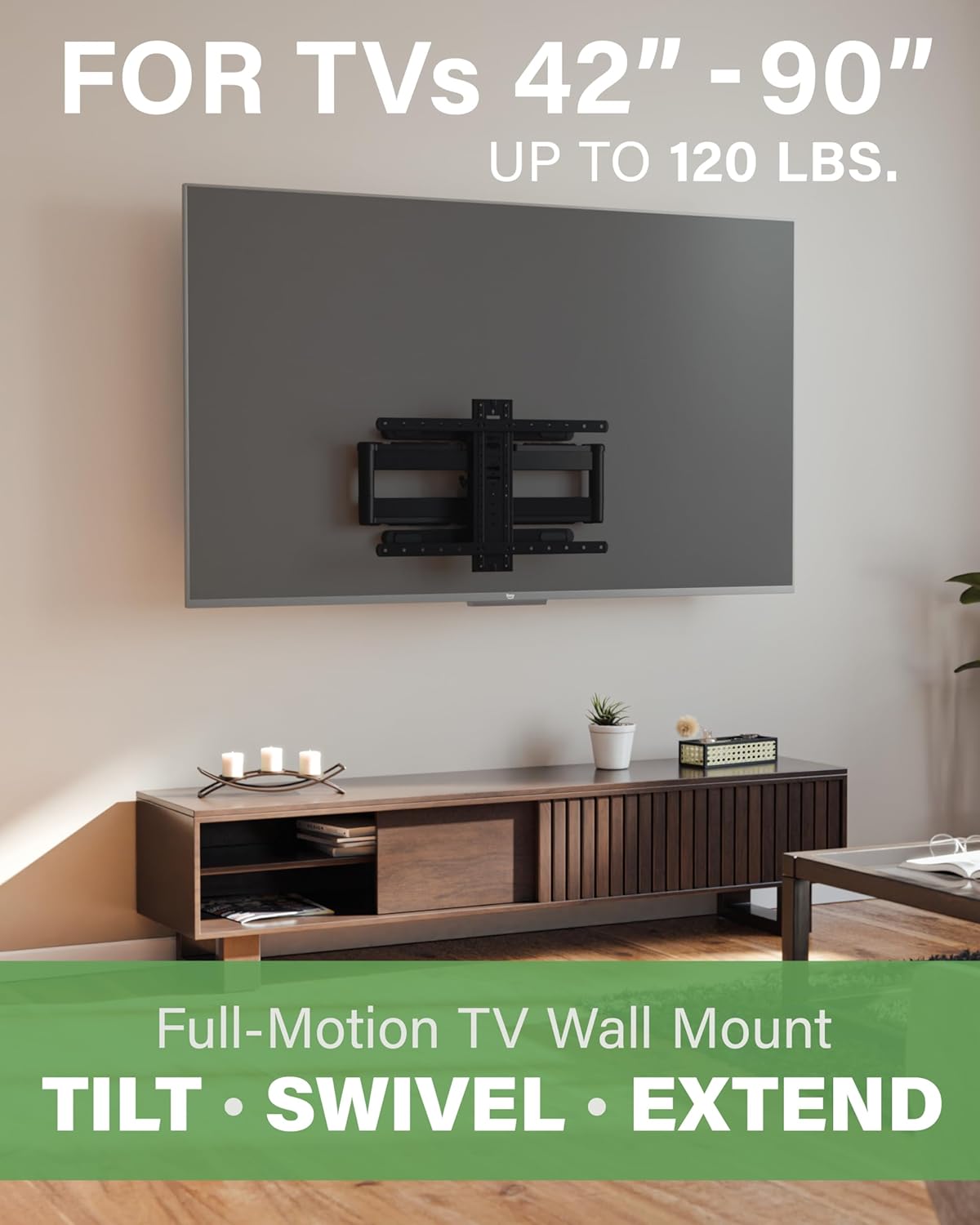 All-New, Made for Amazon Universal Large Full-Motion TV Wall Mount for Amazon Fire TV Smart TVs 42” to 90”